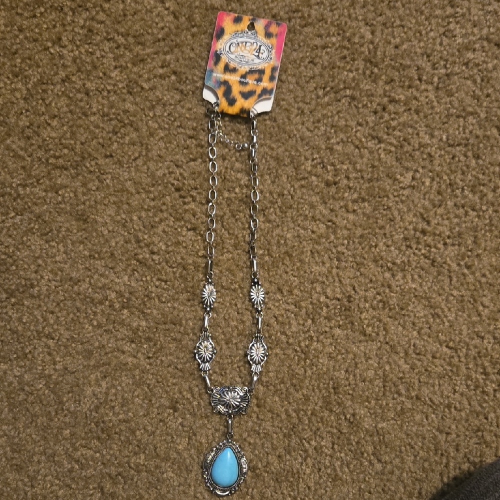 Rave Silver Necklace with Turquoise Pendant